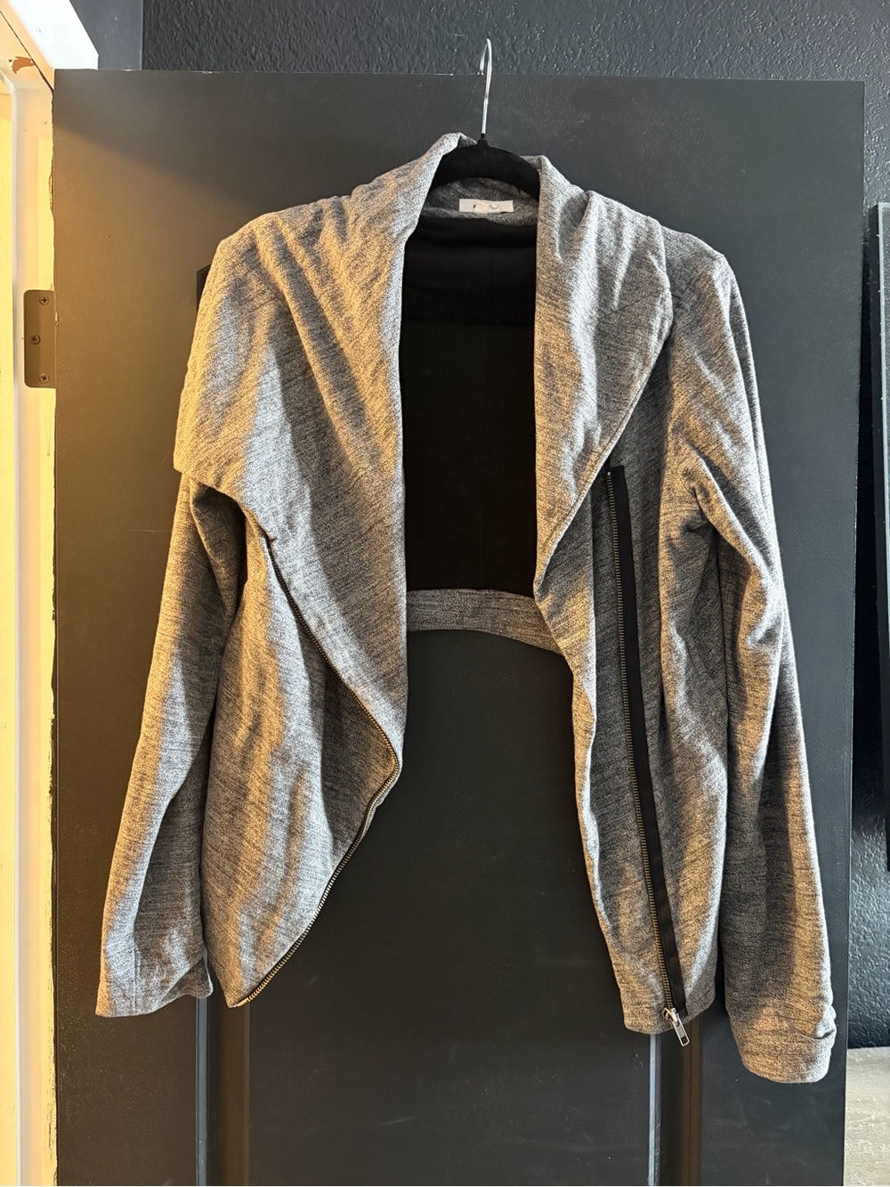 Helmut Lang Gray Draped Zip-Accent Open Cardigan